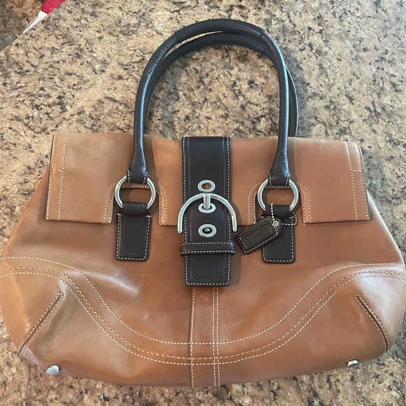 vintage coach leather soho buckle satchel bag purse brown/cognac - Picture 1 of 7